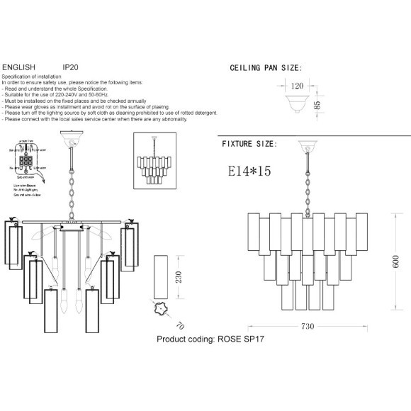 Люстра Crystal Lux ROSE SP15 BRASS Люстра Crystal Lux ROSE SP15 BRASS
