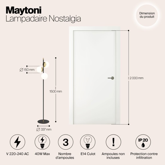 Декоративный торшер Maytoni MOD048FL-03G Nostalgia под лампы 3xE14 40W
