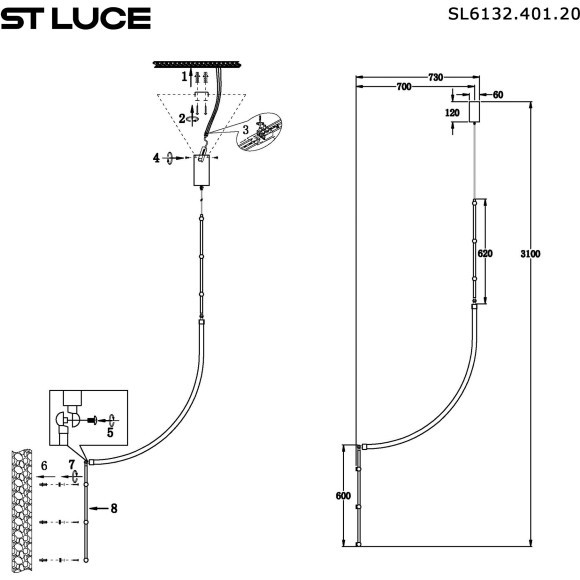 SL6132.401.20 Светильник настенно-потолочный ST-Luce Черный/Белый LED 1*20W 3000K STRAP