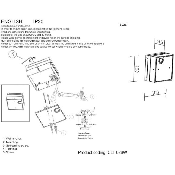 Бра Crystal Lux CLT 026W WH