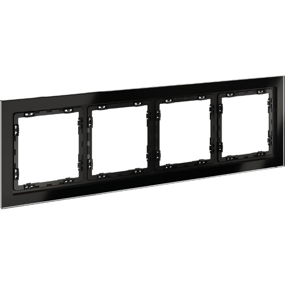 Рамка стеклянная VOLTUM S70 на 4 поста, (черный,стекло)