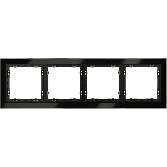 Рамка стеклянная VOLTUM S70 на 4 поста, (черный,стекло)