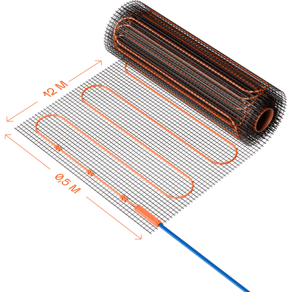 VLT01-200-6.0 Нагревательный мат (Теплый пол) длиной 12 метров и шириной полметра (0,5 метра) Voltum Т200 мощность 1200Вт 200Вт/м², двужильный экранированный кабель, клеевая сетка, укладка в плиточный клей/стяжку, гарантия 25 лет VLT01-200-6.0 Нагревательный мат (Теплый пол) длиной 12 метров и шириной полметра (0,5 метра) Voltum Т200 мощность 1200Вт 200Вт/м², двужильный экранированный кабель, клеевая сетка, укладка в плиточный клей/стяжку, гарантия 25 лет