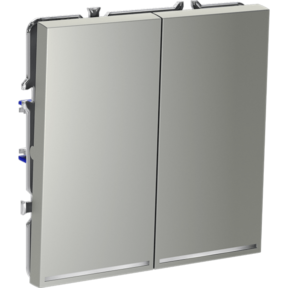 Выключатель встраиваемый VOLTUM S70 двухклавишный с подсветкой 10А, (сталь)