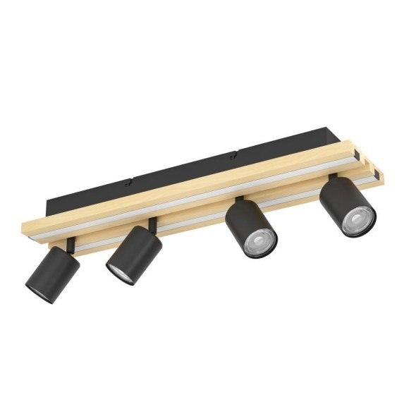 390524 EGLO GESTEIRA Светодиодный настенно-потолочный светильник, 33Вт, 2300Лм, 3000К, металл, дерево, черный, коричневый