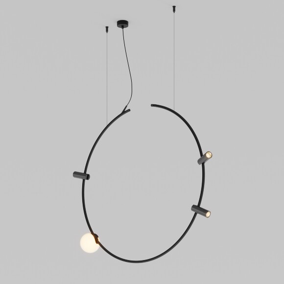 Maytoni ARITY TRX233-RV-D800-B Черный подвесной вертикальный шинопровод-кольцо диаметром 80см, предустановленный электрический кабель длиной 3м, два подвесных стальных троса 3м в комплекте