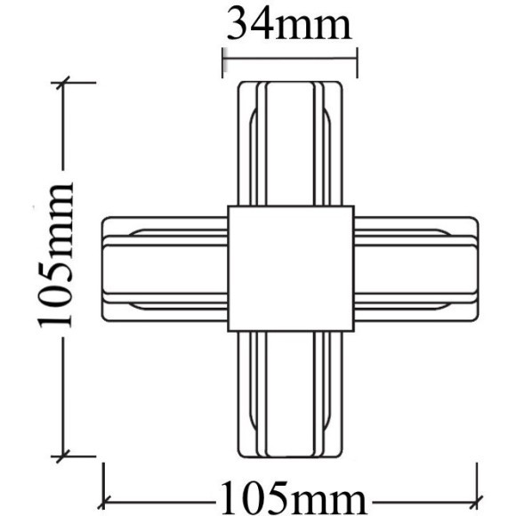 Х-образный соединитель для накладных однофазных шинопроводов Crystal Lux CLT 0.211 09 BL
