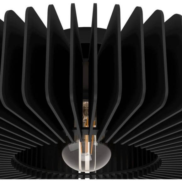 900831 Потолочный светильник PALOMBAIA, 1X40W (E27), H175, ?500, сталь, черный / дерево, коричневый