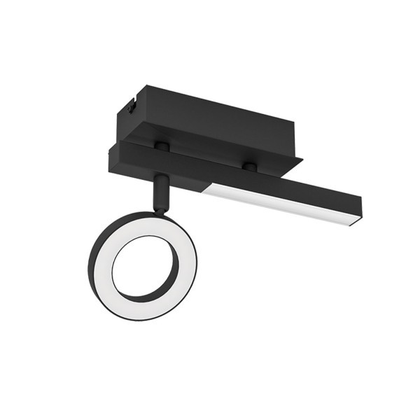 900513 Спот CARDILLIO 2, LED 1X3,2W, 400lm, LED 1X2,2W, 240lm, L225, B65, H165, сталь, черный/пластик, матовый