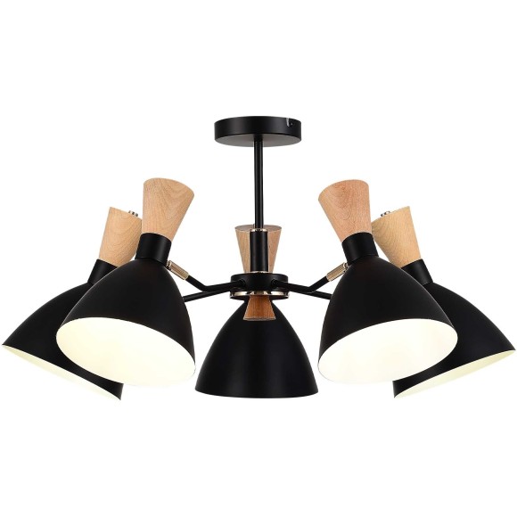 SLE1256-402-05 Светильник потолочный Черный/Черный, Светлое дерево, Золотистый E14 5*40W VISTA