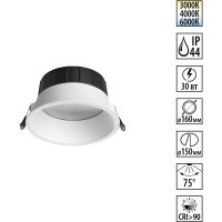 359557 Светильник Novotech встраиваемый с переключателем цв. температуры IP44 LED 30W 220-240V 3000К\4000К\6000К CLARA