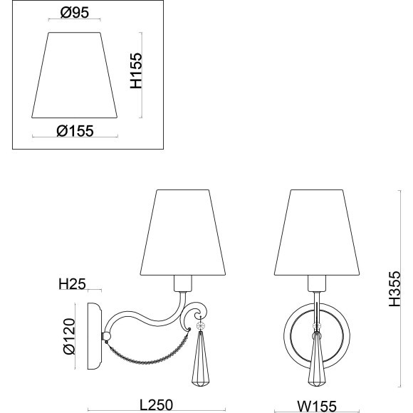 Бра Freya FR2019WL-01BS Madeline под лампу 1xE14 40W Бра Freya FR2019WL-01BS Madeline под лампу 1xE14 40W