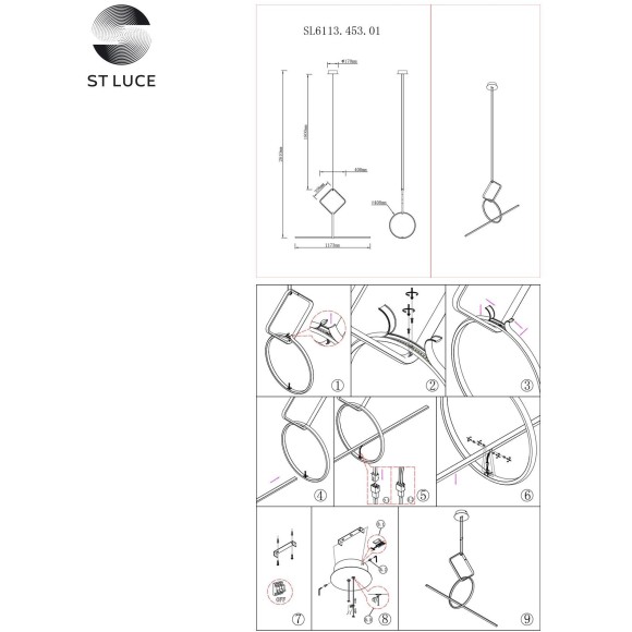 SL6113.453.01 Светильник подвесной ST-Luce Черный LED 1*50W 3000K GAIA