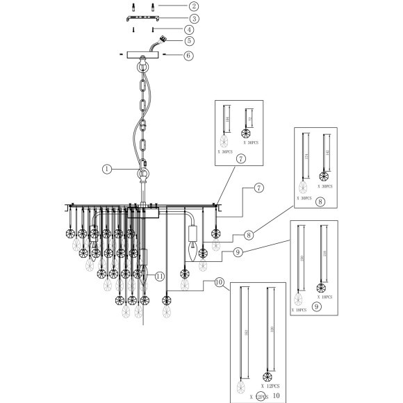 Подвесная люстра хрустальная Linn MOD091PL-07CH