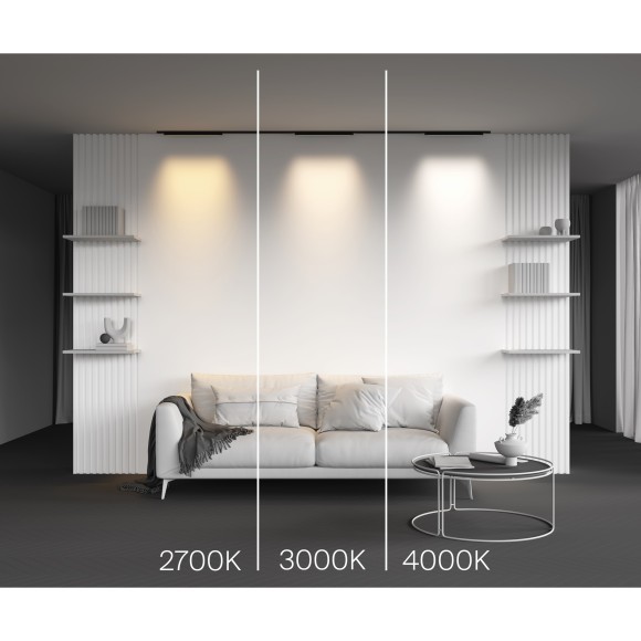 TR192-1-12W4K-B Ультратонкий трековый диммируемый по TRIAC 0/1-10V магнитный светодиодный светильник Maytoni Levity CRI90+ 4000К 330Лм 100° 12Вт