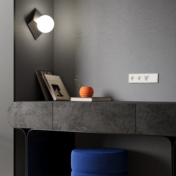 Накладка для розетки с заземлением и защитными шторками, S70 (хлопок)