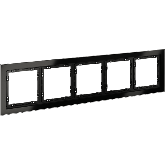 Рамка стеклянная VOLTUM S70 на 5 постов, (черный,стекло)