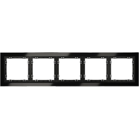 Рамка стеклянная VOLTUM S70 на 5 постов, (черный,стекло)