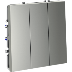 Выключатель встраиваемый VOLTUM S70 трехклавишный 10А, (сталь)