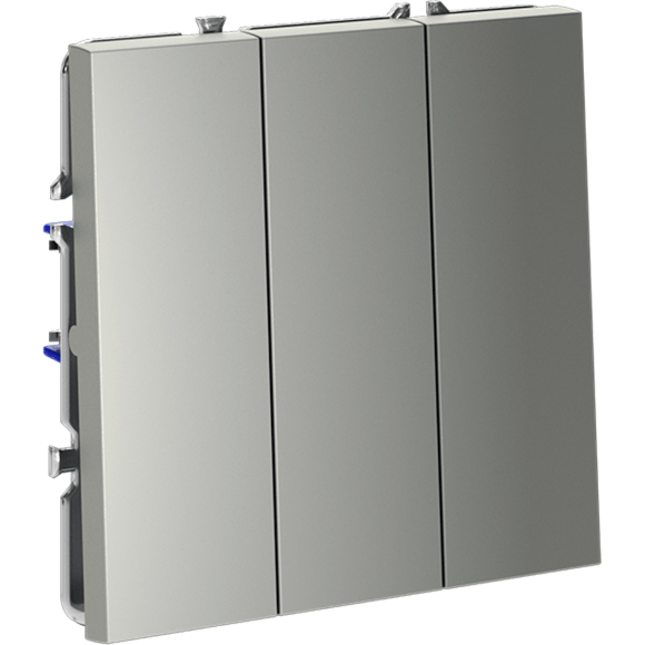 Выключатель встраиваемый VOLTUM S70 трехклавишный 10А, (сталь)