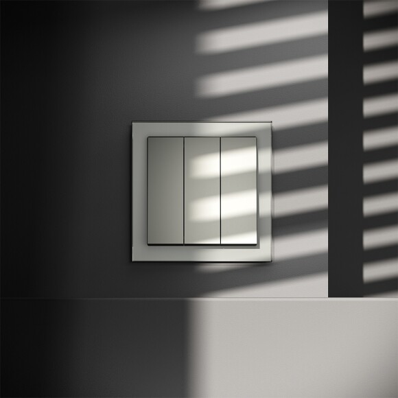 Выключатель встраиваемый VOLTUM S70 трехклавишный 10А, (сталь)