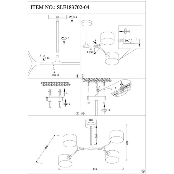 SLE183702-04 Светильник потолочный Серый/Серый E14 4*60W GIMENTO