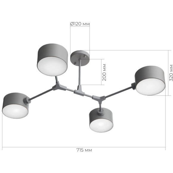 SLE183702-04 Светильник потолочный Серый/Серый E14 4*60W GIMENTO
