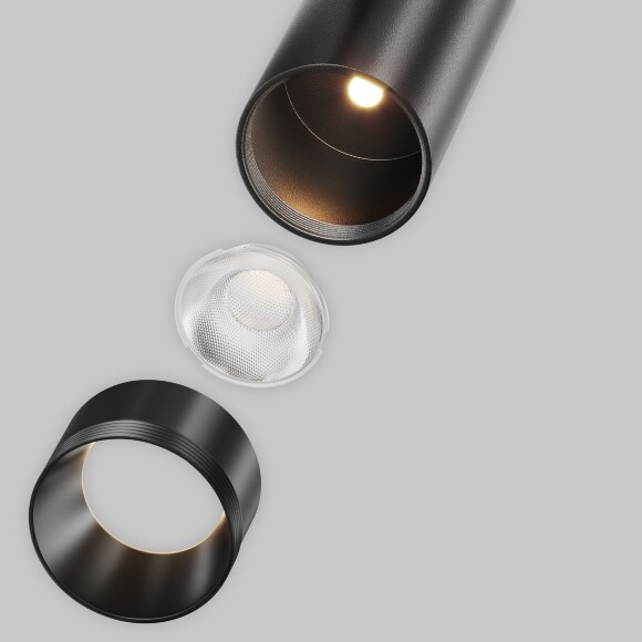 Maytoni EXILITY X TR243-5W3K-B Трековый светодиодный черный магнитный светильник цилиндр диаметром 3.5см, с DIP переключателем группы включения на корпусе, LED 5Вт 3000K 450Лм CRI90 36° IP20 48В