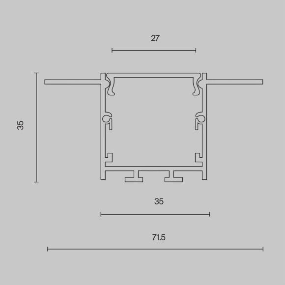 Алюминиевый профиль скрытого монтажа 71x35 ALM-7135-S-2M