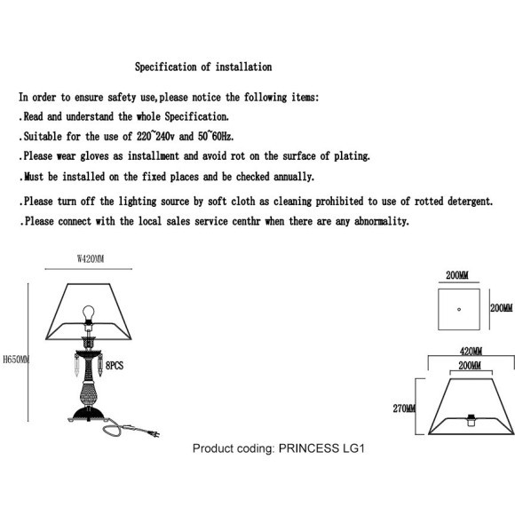 Настольная лампа Crystal Lux PRINCESS LG1