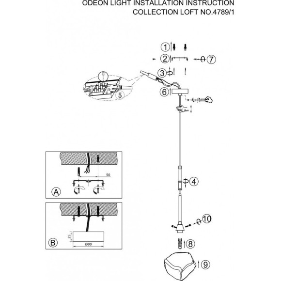 Подвесной светильник с 1 плафоном Odeon Light 4789/1 STONO под лампу 1xG9 1*40W Подвесной светильник с 1 плафоном Odeon Light 4789/1 STONO под лампу 1xG9 1*40W