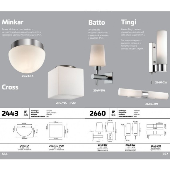 Потолочный светильник влагозащищенный Cross 2407/1C