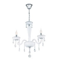 39112 CARPENTO Подвесная люстра с тремя лампами E14, 120Вт, хромированный, белое стекло, классика