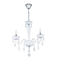 39112 CARPENTO Подвесная люстра с тремя лампами E14, 120Вт, хромированный, белое стекло, классика 39112 CARPENTO Подвесная люстра с тремя лампами E14, 120Вт, хромированный, белое стекло, классика