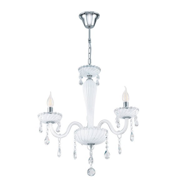 39112 CARPENTO Подвесная люстра с тремя лампами E14, 120Вт, хромированный, белое стекло, классика