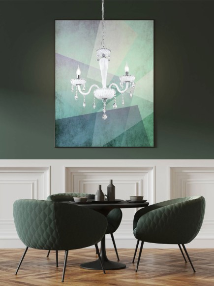 39112 CARPENTO Подвесная люстра с тремя лампами E14, 120Вт, хромированный, белое стекло, классика