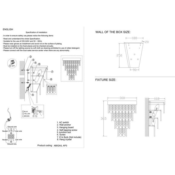Бра Crystal Lux ABIGAIL AP3 GOLD/TRANSPARENT