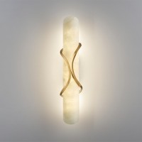 Odeon Light PARMA 6672/10WL Настенный LED-светильник в стиле модерн, 40Вт, 800Лм, CCT переключатель цветовой температуры на корпусе 3000/3500/4000К, CRI90, 220В, IP20, белый алебастр и бронзовый металл, высота 400 мм, ширина 82 мм, глубина 115 мм