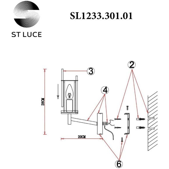 SL1233.301.01 ST Luce BITONTO Настенное бра, E14,1х60W, латунь/прозрачный SL1233.301.01 ST Luce BITONTO Настенное бра, E14,1х60W, латунь/прозрачный