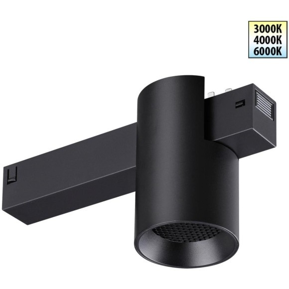 359954 Черный трековый светильник-цилиндр с перекл. цв. температуры 3000;4000;6000К 10Вт 24° 650Лм CRI90 Novotech VECTOR