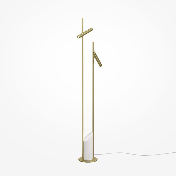 MOD460FL-L6BS3K Торшер с основанием из мрамора и латунного металла, независимый выкл. на каждом плафоне, 6Вт 250Лм 3000К CRI80 180° Maytoni Trust