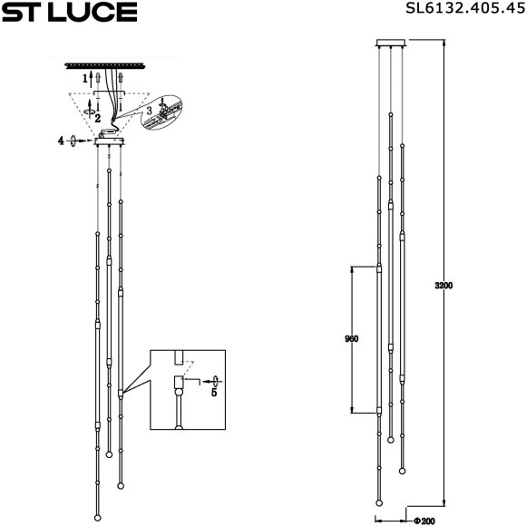 SL6132.405.45 Светильник подвесной ST-Luce Черный/Белый LED 1*15W 3000K STRAP