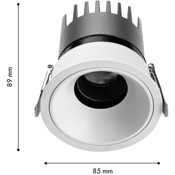 4788-1C Встраиваемый влагозащищенный светодиодный светильник с доп. рамкой под штукатурку, белый, 9Вт 450Лм 3000;4000;6000K CRI90+ 45° IP65