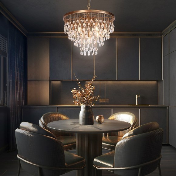 Подвесная люстра хрустальная Linn MOD091PL-07G Подвесная люстра хрустальная Linn MOD091PL-07G