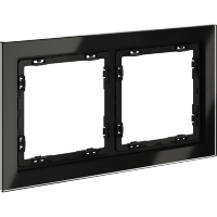 Рамка стеклянная VOLTUM S70 на 2 поста, (черный,стекло)