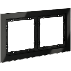 Рамка стеклянная VOLTUM S70 на 2 поста, (черный,стекло)