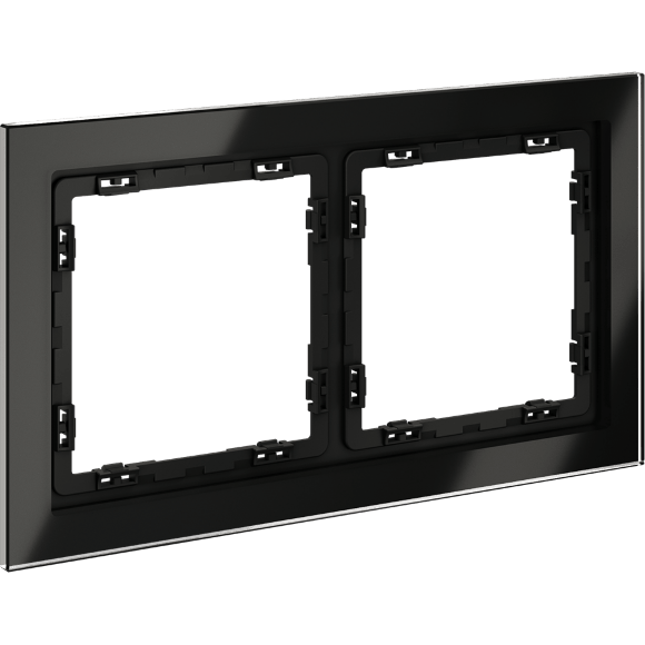 Рамка стеклянная VOLTUM S70 на 2 поста, (черный,стекло)