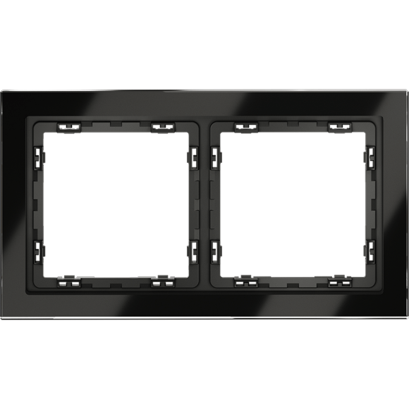 Рамка стеклянная VOLTUM S70 на 2 поста, (черный,стекло)
