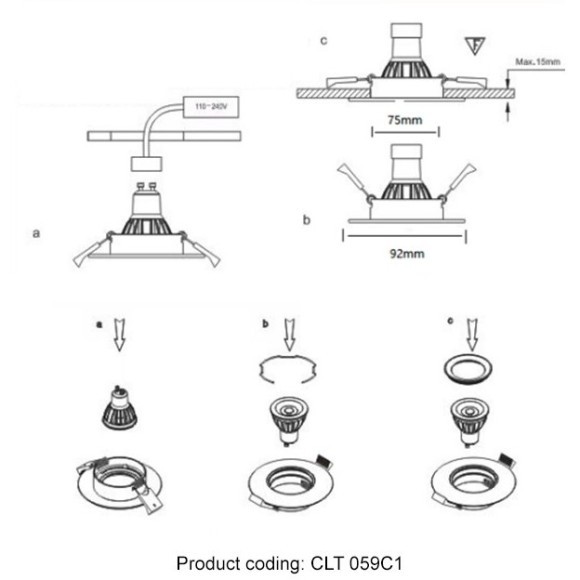 Светильник встраиваемый c малым заглублением Crystal Lux CLT 059C1 BL