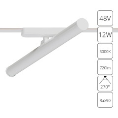 A1165PL-1WH Трековый магнитный светодиодный светильник Arte Lamp Rapid 48V CRI90+ 3000К 720Лм 270° 12Вт